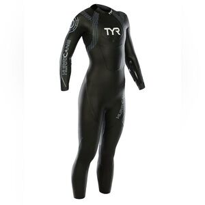 TYR Black Full-Body Triathlon Wetsuit with Gray Accents